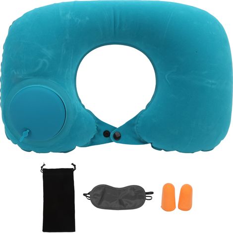 Coussin gonflable en forme de U, appui-tête doux pour voiture, bureau et avion, protection cervicale (vert menthe) (1/5)