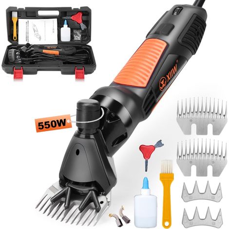 Tondeuse Mouton Électrique 550W, Professionnelle Tondeuse à Moutons Machine avec 6 Vitesses Réglables & avec 2 jeux de lames, pour le rasage de la laine de fourrure chez animaux d'élevage