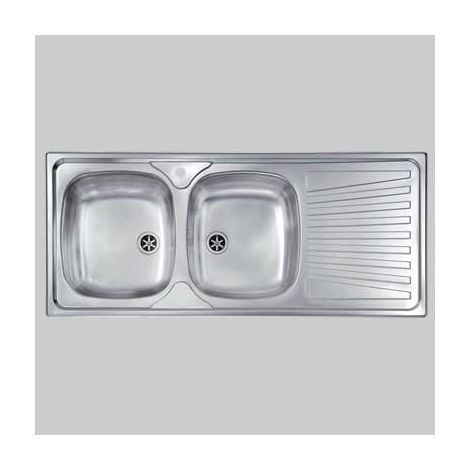 Lavello inox 2 vasche incasso c/gocciolatoio  116 X 50 Dx     CM