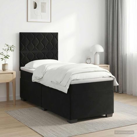 Cama box spring con colchón Negro 80 x 200 cm Terciopelo (1/5)