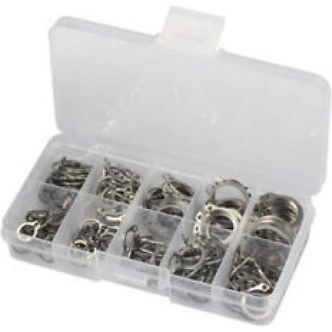 Ensemble de 100 pinces à circlips en acier inoxydable, assortiment de circlips et anneaux élastiques. (1/5)