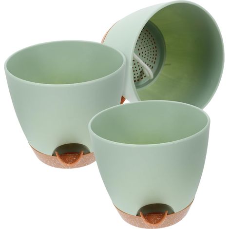 3pièces Pot de Fleurs à Arrosage Automatique pour Plantes Intérieur avec Corde Conductrice Eau Plastique Robuste (1/5)