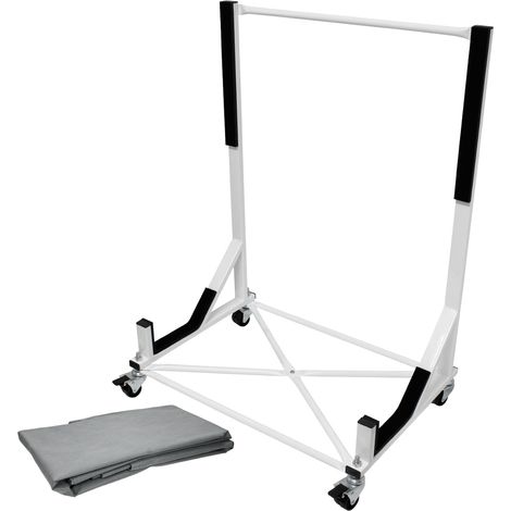 ECD Germany Supporto Hardtop Carrello Porta Hard Top Tettuccio per Auto Convertibile - Acciaio - Bianco - 75 x 52 x 93 cm Supporto Rigido Capote con Telo di Copertura XXL con 4 Ruote di Bloccaggio