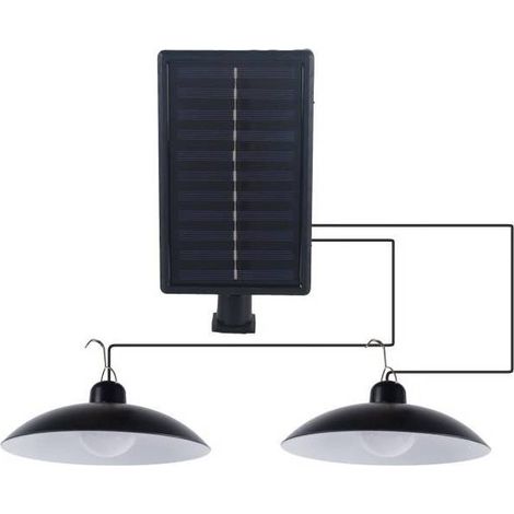 Lampe solaire suspendue ronde noire en métal LED 0,5 W 6000 K IP44 SWAY Kobi (1/3)