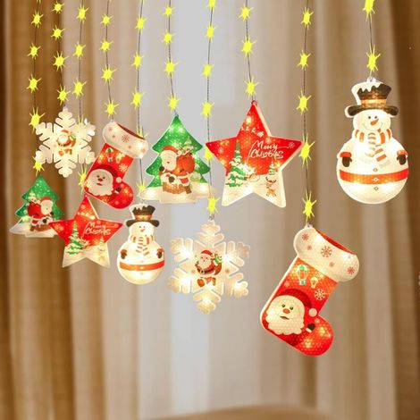 Lumières de fenêtre de Noël, lumières de rideau de fenêtre de Noël, [Version améliorée] LED fantaisie à suspendre pour rideau de Noël Guirlande lumineuse USB pour intérieur baie vitrée chambre à (1/5)