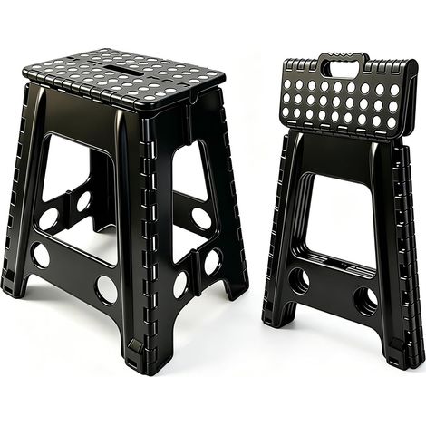 Marche Pied Pliable 45 cm,Tabouret Pliant Maison en PP Antidérapant,Escabeau Pliable pour Cuisine,Salle de Bain et Enfants,Tabouret Pliable Portable pour Rangement et Voyage (1/5)