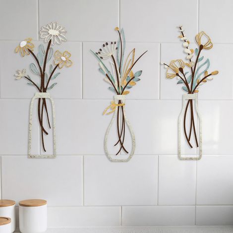 Decoration Murale Deco Jardin en Forme de Vase Coloré 3 Pièces (1/4)