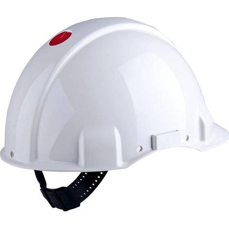 CASQUE DE SÉCURITÉ 3M G3001 BLANC, NON VENTILÉ, AVEC HARNAIS À CRÉMAILLÈRE ET BASANE SYNTHÉTIQUE