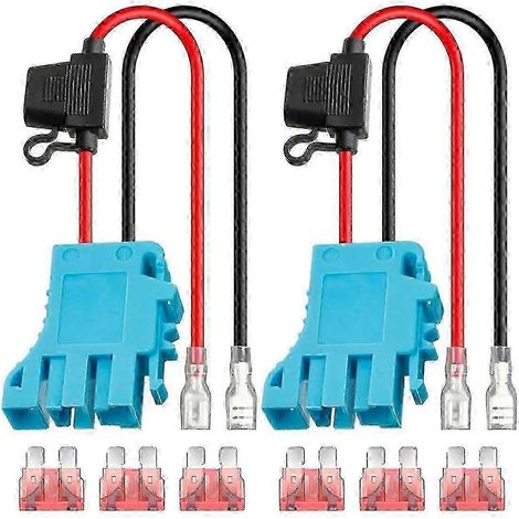 Lot de 2 connecteurs de faisceau de câbles 12 AWG, compatibles avec les batteries SLA 12 V pour voitures électriques miniatures pour enfants (avec fusible) 0325 (1/5)