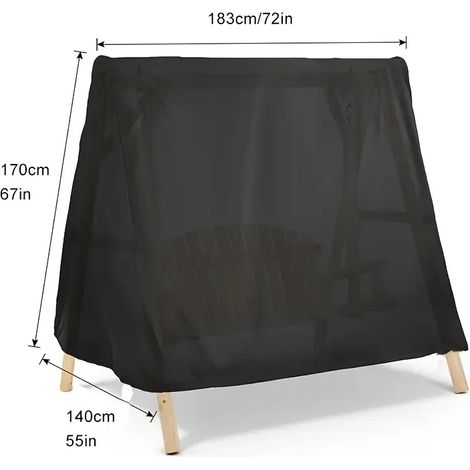 (Noir, 183 x 140 x 170 cm) Housse pour balancelle d'extérieur, housse pour balancelle de patio à cadre unique (1/4)