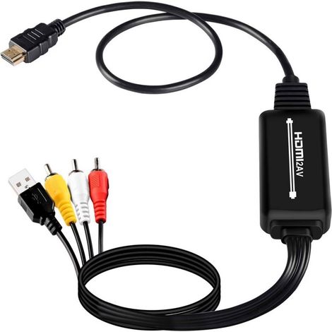 HDMI-zu-AV-Konverter, Adapter für Projektor, Computer, PS4 an Fernseher, Bildschirm