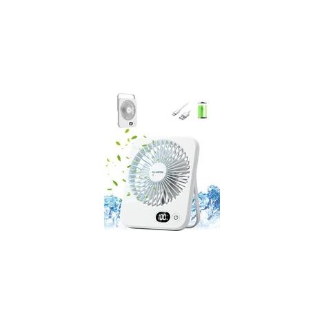 Ventilateur de Table- Ultra Silencieux, Puissant Flux d'Air pour Bureau et Maison. Portable et Pliable pour Voyage, 5 Vitesses, Batterie Rechargeable 4000mAh, Écran LCD (1/5)