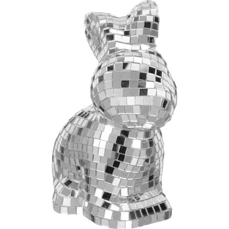 Statue Lapin Disco Miroir en Verre Argenté pour Table Moderne (1/5)