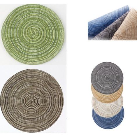 Juego de 6 manteles individuales redondos de 38 cm (15 pulgadas) con diseños creativos, Ecológicos y reutilizables, cuencos o tazas de té (1/5)