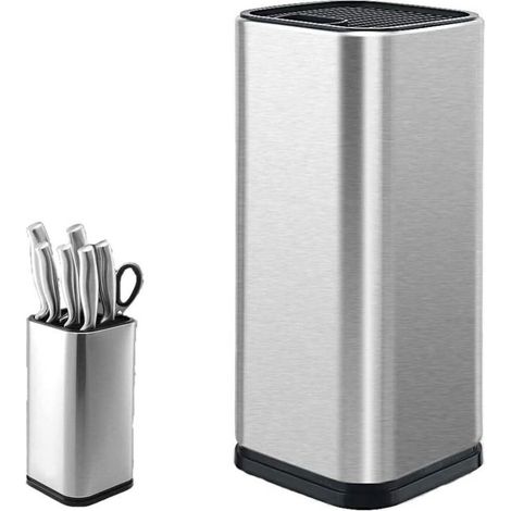 Bloc de Couteaux, Porte-Couteau en Acier Inoxydable, Porte-Couteau de Cuisine, Porte-Couteau Carré, pour Couteaux et Ciseaux (Carré) (1/5)
