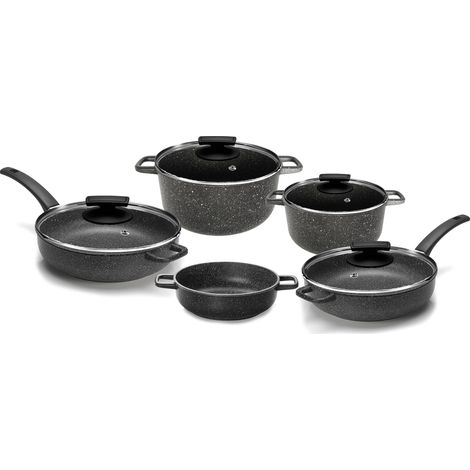 Batteria di Pentole 9 Pezzi in Alluminio Pressofuso Antiaderente Olympia Hard Cook (1/5)