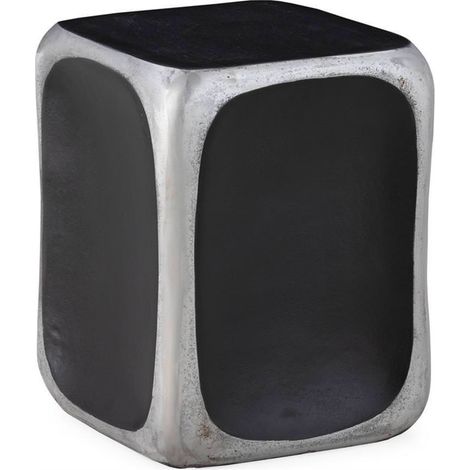 Tabouret cube en aluminium poli noir - bronze noirâtre et aluminium poli (1/5)