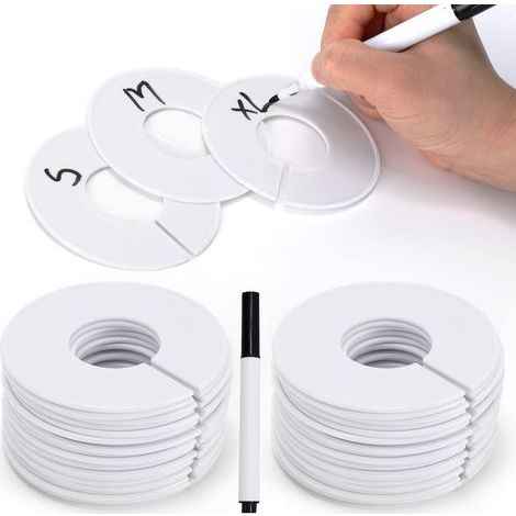 40 Pièces Séparateurs Ronds de Taille de Vêtements pour Penderie Bébé,Diviseurs de Cintres pour Classification de Placard,avec Marqueur (Blanc) (1/5)