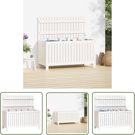 The Living Store Boîte de rangement de jardin Blanc 115x49x60 cm Bois de pin - Boîte De Rangement Jardin - Coffre De Jardin - Rangement Exterieur - Meuble De Jardin - Bois De Pin (1/5)