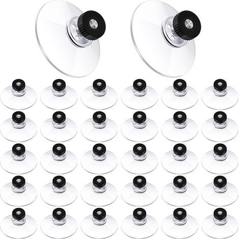 30 Pcs Ventouses Transparentes 50 mm Adhésives Fortes Écrou Vis Voiture Ombre Verre Mur Porte Fenêtre (Noir) (1/5)