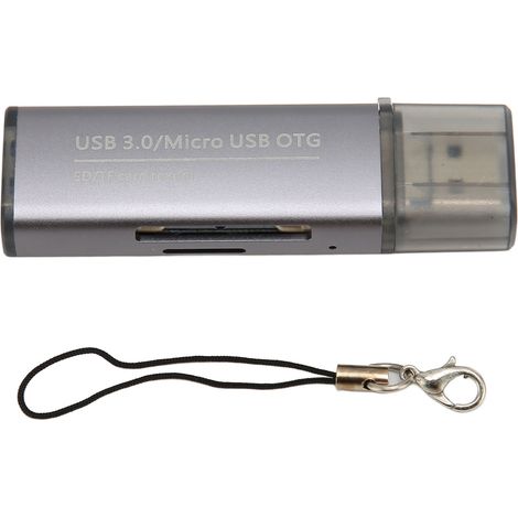 Lecteur de carte SD USB Type-A 3.0 mâle/USB Type-A 3.0 femelle/Micro USB, 3 en 1, prend en charge les cartes mémoire Micro SD/SD. (1/5)