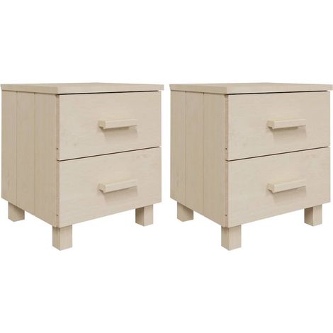 vidaXL Comodini HAMAR 2 pz ambra 40x35x44,5 cm Legno Massello di (1/5)