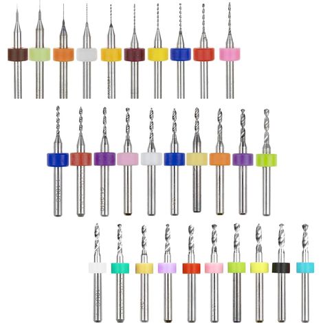 30pcs Buse Outil de Nettoyage Kit, 0,1 millimètres à 3,0 millimètres de carbure de carte d'outils rotatoires de bijoux de gravure de par ordinateur réglée (1/5)