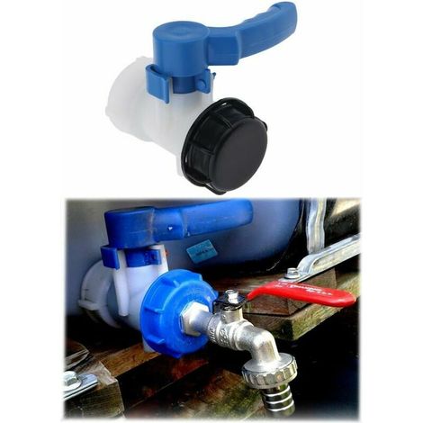 Vanne papillon de rechange pour cuve ou citerne IBC jusqu'à 1000 L, avec adaptateur pour bride DN50 (75 mm, polypropylène) (1/4)