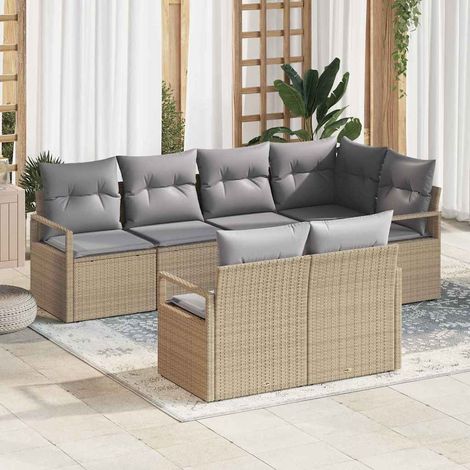 Set di divani 7 pcs Beige polyrattan vidaXL (1/5)