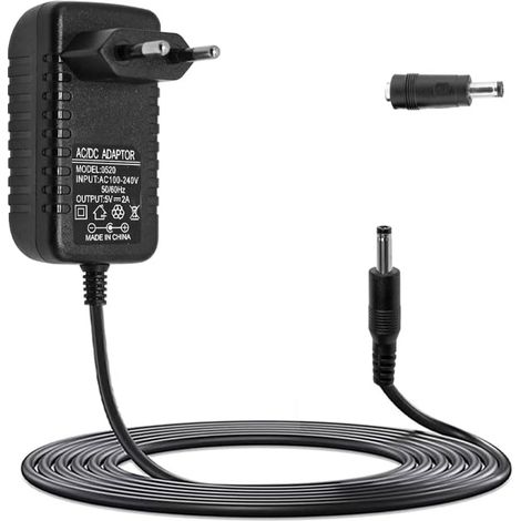 Adaptateur Secteur 5V 2A, Chargeur Universel, Transformateur d'alimentation avec Fiche 3,5mm X 1,35mm avec Embout De Connexion 5,5mm X 2,1mm, Polarité Positive Au Centre, Câble De 1,2m (1/5)