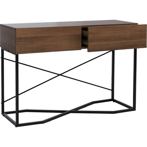 Consolle HHG-885, tavolino da telefono, scrivania, sideboard, cassetto melamina industriale 81x120x40 cm, marrone
