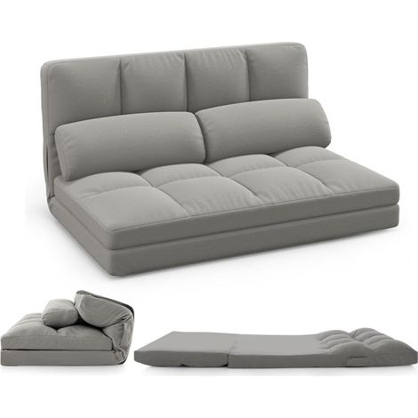 Bodensofa mit Schlaffunktion, 3-in-1 Klappsofa, verstellbare Rückenlehne, hellgrau (1/5)