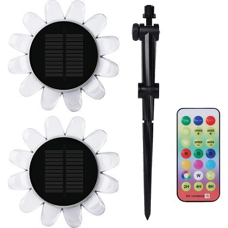 Wasserdichte Solar-Gartenleuchte für den Außenbereich, mehrfarbige LED-Landschaftsbeleuchtung in Form einer Sonnenblume, dekorative Lampe für Garten, Pool, Hof, Terrasse, 1 Lampe + 1 Ständer (1/2)