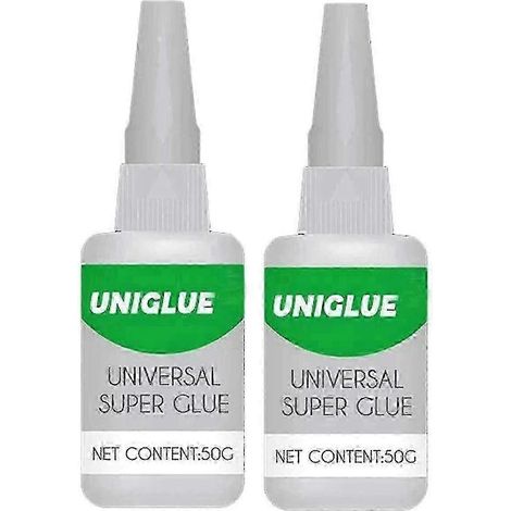 Lot de 2 tubes de colle universelle Uniglue, colle huileuse haute résistance pour le soudage, colle instantanée puissante, réparation et durcissement rapides pour métaux, plastiques, jade, etc. (50 g) (1/4)