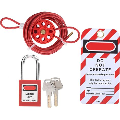 Universal Insulation Cable Lock Kit for Valve, Energy Isolation Safety Solutions, Red (1/5)