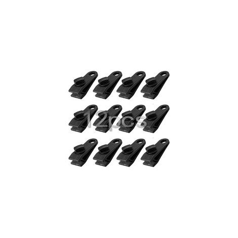 Lot de 12 Pinces à Bâche Robustes, Clips pour Auvent et Tente, Accessoires de Fixation Résistants pour Caravane et Jardin, Noir (1/4)