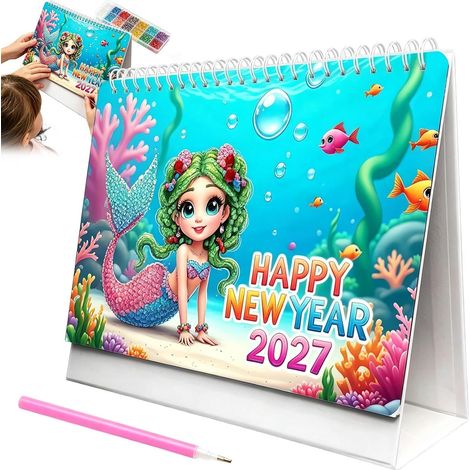 Calendrier Mensuel de Bureau 2027 Art des Gemmes DIY Décoration Maison Calendrier DIY Peinture d'Art Gemmes Pour les Fêtes, Anniversaires, Nouvel An, Femmes, , Grand-Mères, Mamans, Débutants, Ar (1/5)