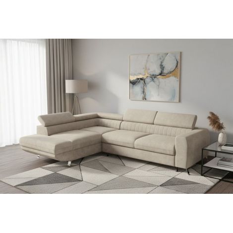 Ecksofa mit Schlaffunktion MARIOS Sofa Stoff Dunbar Beige Ottomane Links