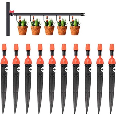 Sistema de riego por goteo automático con microaspersores, kit de riego ajustable para huertos, plantas y jardines (20,5 cm), 10 unidades (1/3)