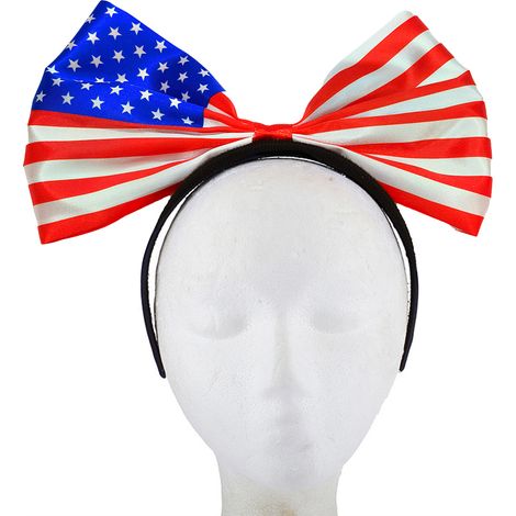 Serre-tête Drapeau Américain Fête Nationale, Nœud Pailleté Rouge Blanc Bleu, Bandeau Cheveux Accessoire Photo Défilé (1/5)