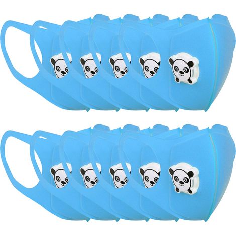 10 pièces de cache-bouche épais pour enfants avec valve, idéal pour activités extérieures (Bleu) (1/5)