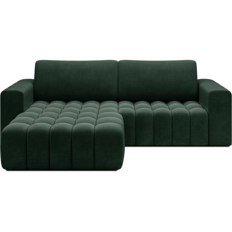 Sofá esquinero convertible DORY verde oscuro 250 cm con compartimiento de almacenamiento ángulo izquierdo (1/5)
