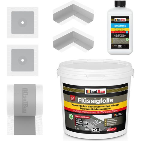 Dichtset 703G Foglio liquido 7kg Isogrund 1L Nastro adesivo 5m 2 angoli 2 polsini (1/5)