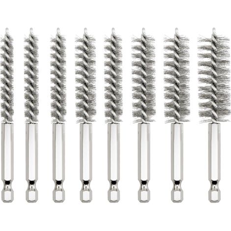 8 Pièces Brosses Cylindrique, Brosse Metallique pour Perceuse en Acier Inoxydable 304 avec Tige Hexagonale pour Polir, Meuler, Enlever la Rouille et Ébavurer (8/9/10/11/13/15/17/19 mm) (1/5)