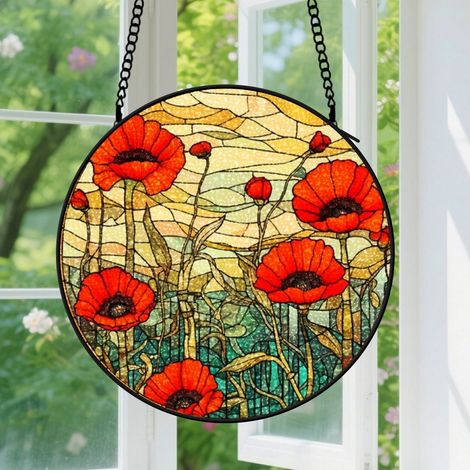 Suspension en vitrail, attrape-soleil unique élégant minimaliste, décoration maison fenêtre, cadeau Fête des Mères, Noël pour femme, maman 15 cm (1/5)