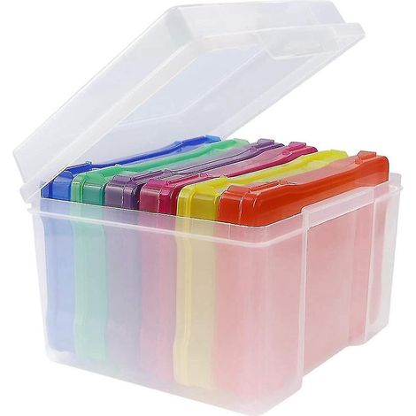 Boîte de rangement photo 5x7 pouces, organisateur de photos, boîtes de rangement pour photos en plastique multicolore (1/5)