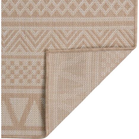 Tapis à tissage plat d'extérieur 120x170 cm Rayures brunes (1/5)