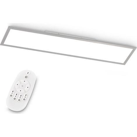 EGLO LED Büro-Deckenleuchte Bottazzo, mit Fernbedienung, 3200 Lumen, Deckenlampe flach 100x25 cm, Lampe Decke Wohnzimmer, Panel dimmbar, Küchenlampe warmweiß – kaltweiß, Silber