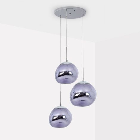 Lámpara Colgante Cristal Triple "KADNIS" - 3 X E27 - Violeta