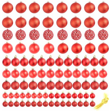 vidaXL Lote de bolas de Navidad 100 unidades rojas 3/4/6 cm (1/2)